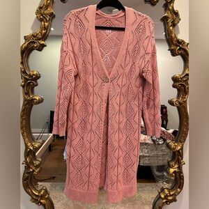 Pink Knit Cardigan with Button Closure Sz Medium